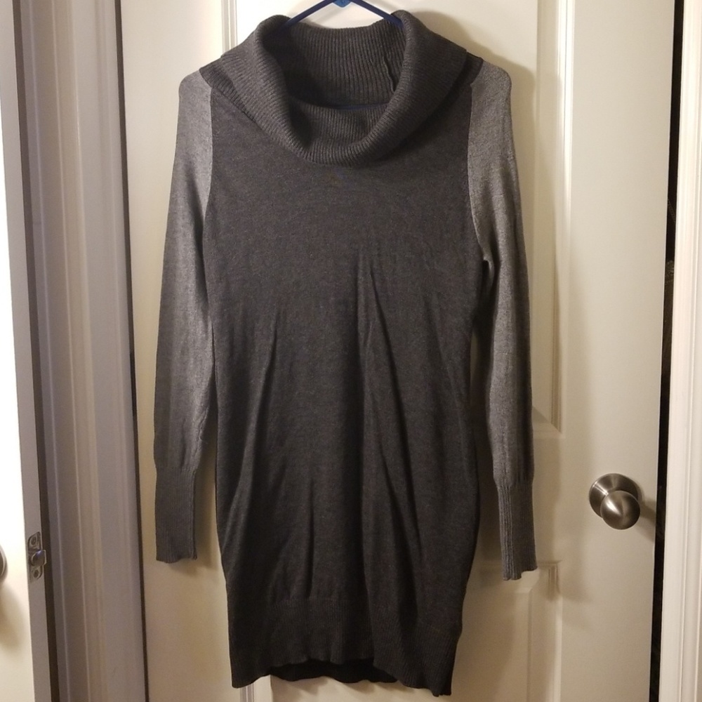 Grey & black cowl neck sweater dress banana republ